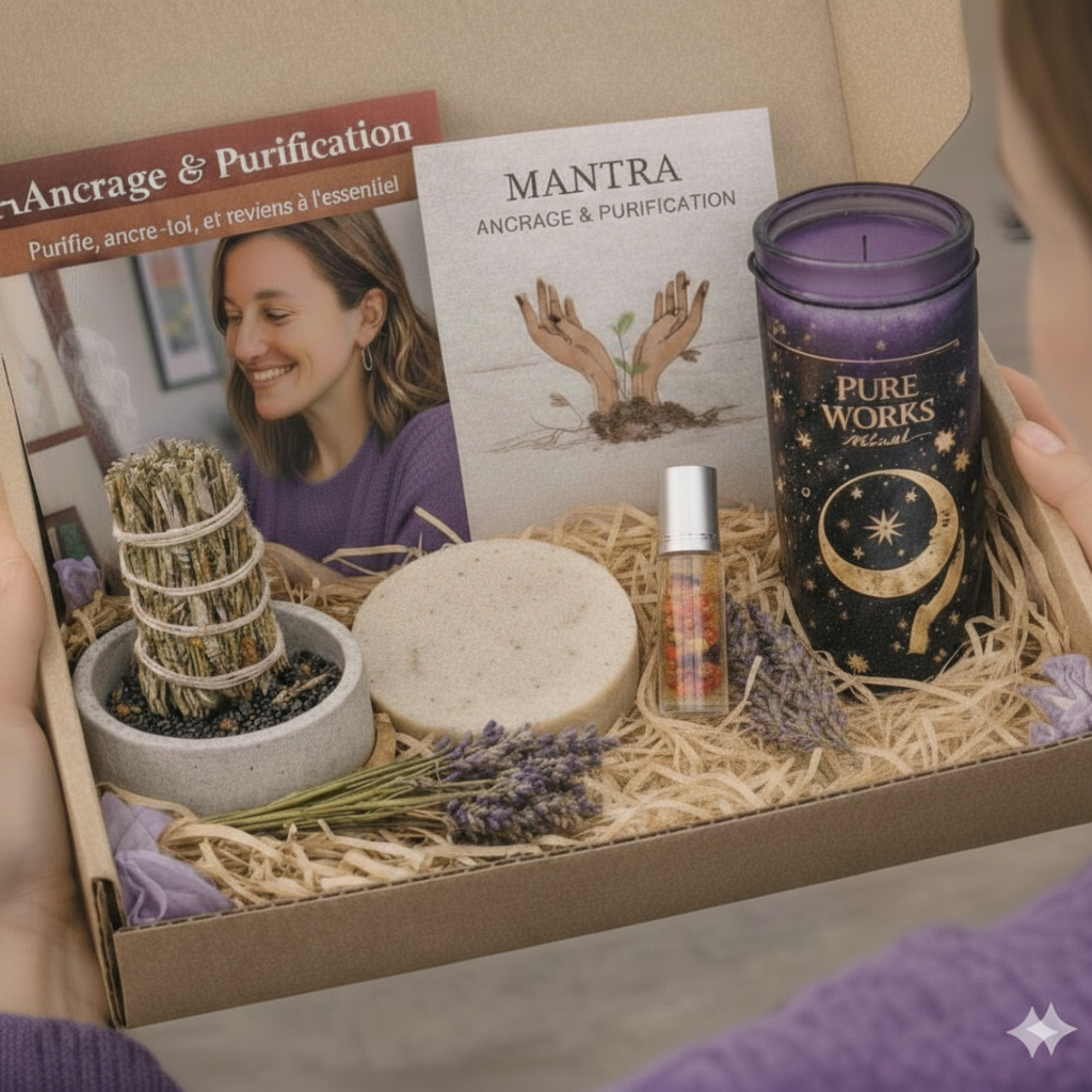 box spirituelle Ancrage & Purification leveilspiritbox avec ses objets